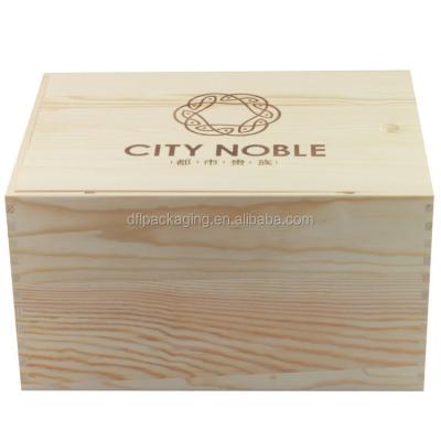 China Recyclable Unfinished Pine Wood Wine Box for sale