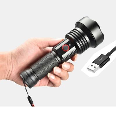 China Super Bright 5000 Modes LED Emergency Long Range Torch 5 Lumen Led Outdoor Waterproof Flashlight With Power Bank Function for sale