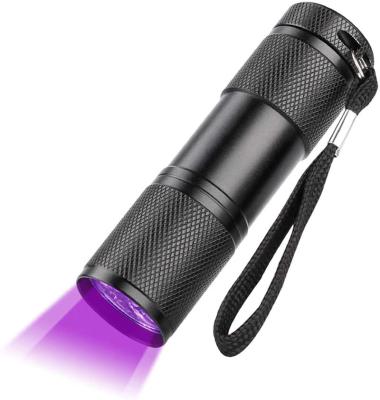 China Mini Aluminum Portable Uv Flashlight Industrial Violet Light 9 Led Mini Pocket Lamp Led 365/395 UV Flashlight for sale