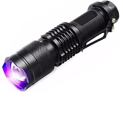 China Mini UV Light 395-400nm Battery Ultraviolet AA Torch 365 Nanometer Industrial Blacklight LED UV Flashlight With Zoom for sale