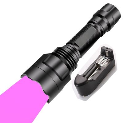 China Emergency Blacklight Flashlight 365nm Long-Angle Track Head Rechargeable UV LED Tactical Flashlight for sale