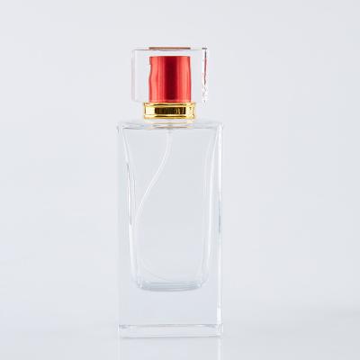 China 60ml 80ml 100ml Cosmetic Luxury Clear Empty Glass Perfume Bottle With Plastic Cap for sale