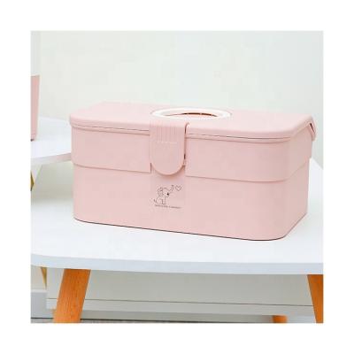 China Wholesale Custom Viable Medicine Organizer Portable Single Layer First Aid Plastic Pink Plastic Medicine Storage Box for sale