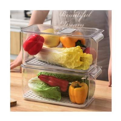 China Freshness Keeping Fridge Organizer Bins with Handle Fridge Drawer Organizer Freely Pullable Refrigerator Storage for sale