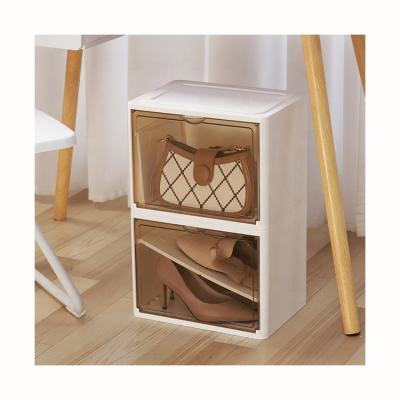 China Sustainable Wholesale Modern Office Use Stackable Clear Plastic Brown Cloud Shoe Storage Boxes Luxury Organizers for sale