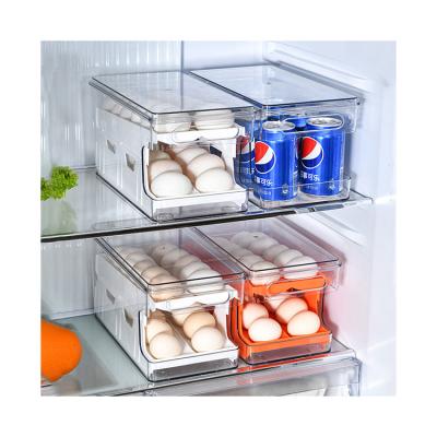 China Wholesale High Quality Viable Plastic Kitchen Food Storage Container Double Deck Slide Egg Storage Box Refrigerator for sale