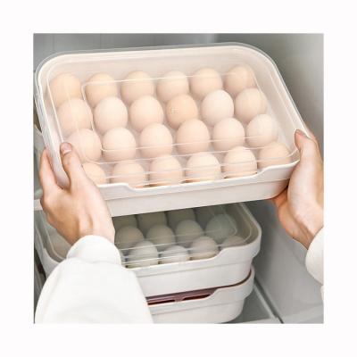 China Viable Drawer Type Fridge Deviled Egg Tray Clear Egg Storage Container With Lid Kitchen Stackable Plastic Egg Holder For Fridge for sale