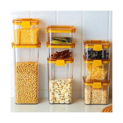 China Food Freshness Preservation Kitchen Grain Container Plastic Fresh Airtight Set Wholesale Transparent Stackable PET Storage Containers for sale