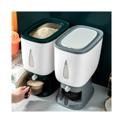 China One Button Extract 10kg Rice Dispenser Box Kitchen Rice Storage Moisture Proof Bucket With Measuring Plastic Rice Storage Bucket for sale