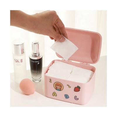 China Viable Factory Wholesale Office Use Small Makeup Organizer Cheap Cute Pink Plastic Cotton Makeup Storage Box for sale