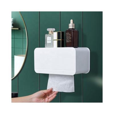 China Minimalist Waterproof Tissue Box Plastic Bathroom Toilet Paper Holder Wall Mounted Paper Storage Box for sale