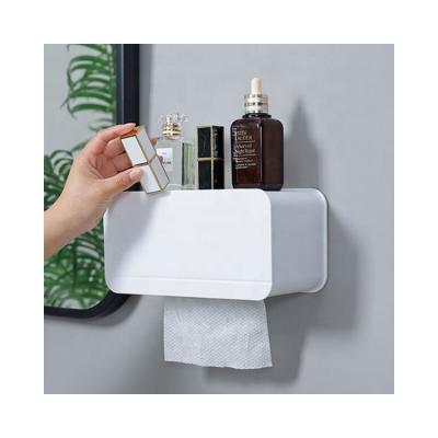 China Multifunctional Wall Mounted Minimalist Plastic Bathroom Accessories Toilet Paper Holder Storage Container Tissue Box Waterproof for sale