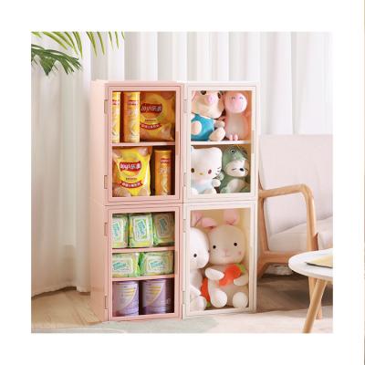 China Viable Modern Home Cabinet Storage Box Large Transparent Plastic Kids Decoration Toys Show Storage Cabinet Kids for sale