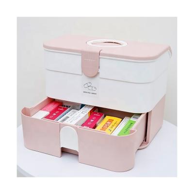 China Viable Wholesale Plastic Portable Injection First Aid Pharmacy Large Capacity Medicine Storage Box 3 Layers Organizer Box for sale