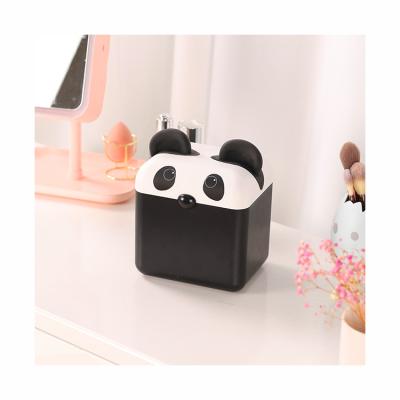 China Wholesale Viable Plastic Storage Boxes Animal Panda White Black Cosmetic Makeup Organizer Lipstick Storage Box With Mirror for sale