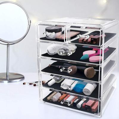 China Hot Viable Clear Drawer Box Acrylic Storage Jewelry Storage Display Case Lipstick Lipstick Organizer For Home Office for sale