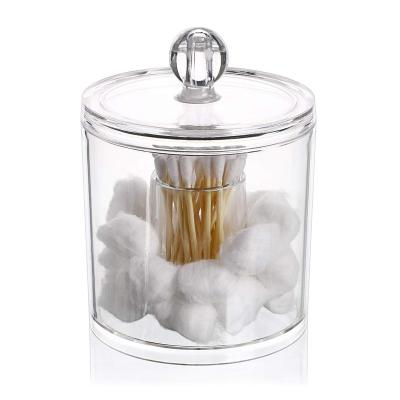 China Orgacotton Viable Protective Cotton Makeup Jar Most Popular Ball Acrylic Swab Holder Organizer For Home Office for sale