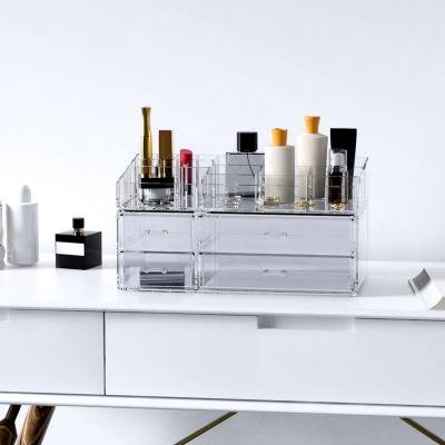 China Transparent 2022 Amazon Visualization Cosmetic Unit Kit Sustainable Hot Selling Plastic Acrylic Make Up Storage Box for sale