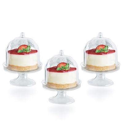 China Hot Selling Mini Cupcakes Macarons Plastic Stocked Clear Wedding Party Cake Stand With Dome for sale