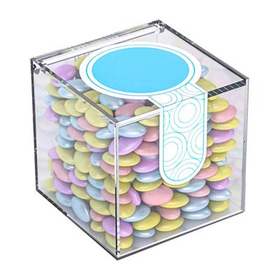 China Hot Selling Stocked Snack Organizer Plastic Acrylic Containers Cube Small Candy Box Storage for sale