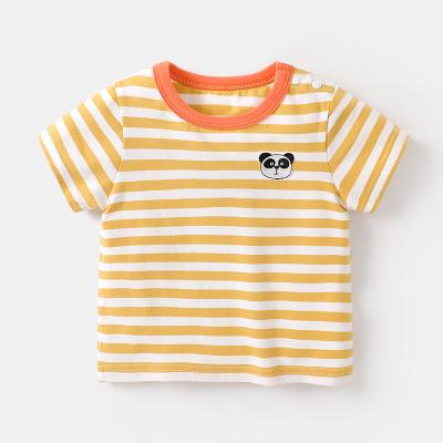 China Wholesale QUICK DRY Summer Full Cotton Child Polychromatic Stripe T-shirt from China Supplier for sale