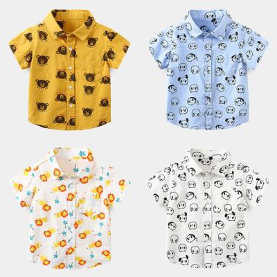 China Wholesale Anti-Wrinkle Boys Summer Cotton Full Print Cartoon Short Sleeve Shirts From China Supplier for sale