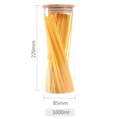 China WITH LID 450ml 650ml 800ml 1000ml 32oz Clear Coffee Jars and Lids Bean Glass Storage Bottle and Glass Jar with Bamboo Lid for sale