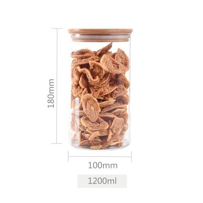 China WITH LID 2021 Hot Sale Customize Large Jars Cheap 450ml/650ml Borosilicate Kitchen Storage Glass Jars Container Bottles With Bamboo Lid for sale