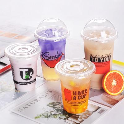 China Single Wall Disposable Customize Cup PET Cup Ice Coffee Plastic Tea Cup for sale