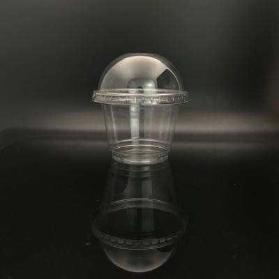 China 8oz 280ml Disposable Transparent PET Dessert Ice Cream Plastic Cup With Dome Cover for sale