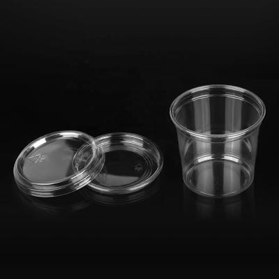 China 24oz 750ml Disposable Clear Plastic PET Grocery Cups Disposable Food Container For PET Flat Lid for sale