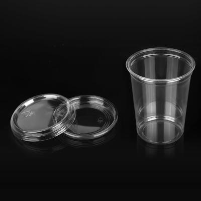 China High Capacity 1000ml Plastic 32oz PET Grocery Container Disposable Food Grocery Cup With Lid for sale