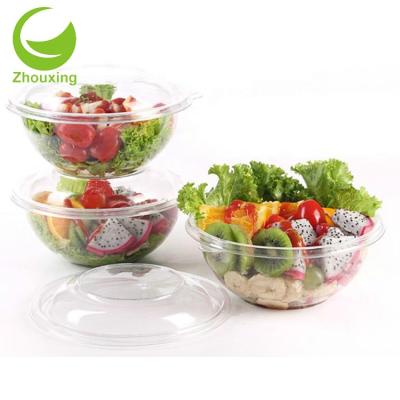 China Disposable Plastic Salad / Fruit / PET Snacks Container Packing Bowl / Box With Lid for sale