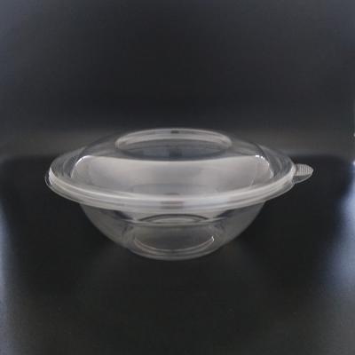 China PET 24oz 750ml Disposable Plastic Disposable Transparent Fruit Container Plastic Salad Bowl With Lid for sale