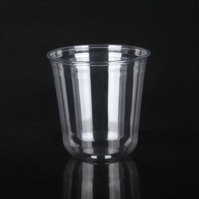 China Single Wall Web Celebrity 360ml Disposable Degradable Plastic Bubble Tea Cup U Shape Plastic Transparent Cup for sale