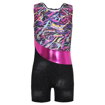 China Heavily Spandex Dancer Tights For Kids Girls Gym Kids Biketards Sparkles Ribbon Stripe for sale