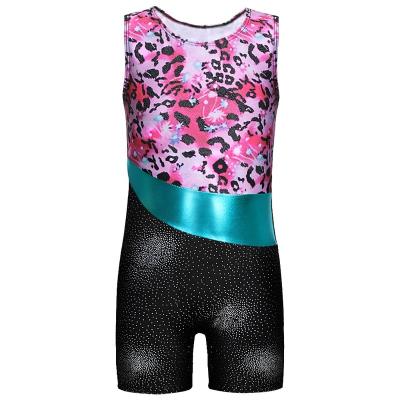 China Tight Spandex Dancer Tights For Girls Gymnastics Toddler Sparkle Stripes Tank Biketard One Piece for sale