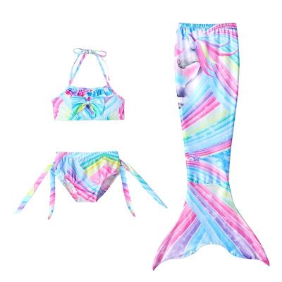 China High Quality Breathable Girl Mermaid Tail 3 Pieces Swim Bikini Set Cute Mermaid Swimsuit Unicorn Swimwear for sale