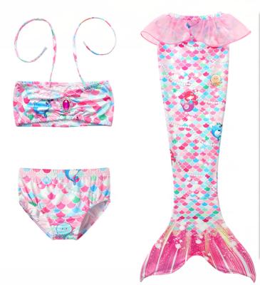 China 2022 Breathable Girl Mermaid Tail 3 Pieces Swim Bikini Set Cute Swimsuit Mermaid Kids Swimwear Performance Skirt for sale