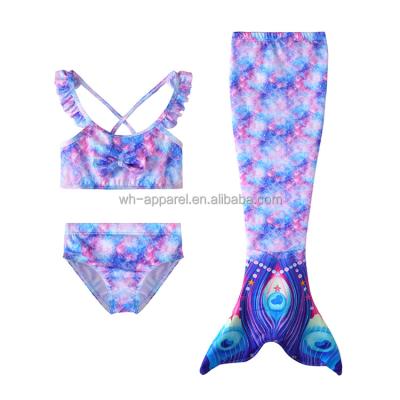 China Hot QUICK DRY Summer Child Mermaid Swimwear Tail For Girls Swimming Similar 3pcs Mermaid Swimwear Baby Bikini Kids Mermaid Swimwear Tail for sale