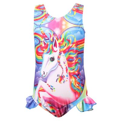 China Breathable Swimwear Kids Girls Unicorn Patterns Fashion Girls Swimwear Child Pink Children for sale