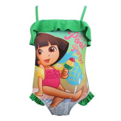 China Anti-UV Cartoon Printed Dress Swimsuit Kids One Piece Swimwear for sale