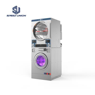 China Commercial Hotel Self Service Laundry Pile Washer Dryer All In One Combo Washer Dryer for sale