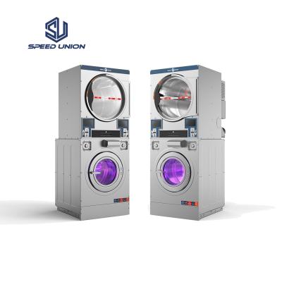 China 304 Stainless Steel Commercial Coin Smart Laundry Combo Stack Washer Dryer for sale