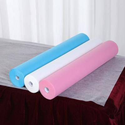 China Anti-bacteria hotel general study non-woven fabric SMS sheet laminated blue non-woven laminated disposable roll NEK013 for sale