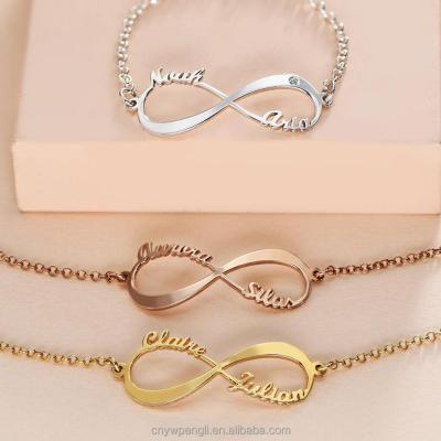 China CLASSIC Personalize Name Bracelet Stainless Steel Adjustable Infinity Initial Name Letter Bracelet For Women for sale