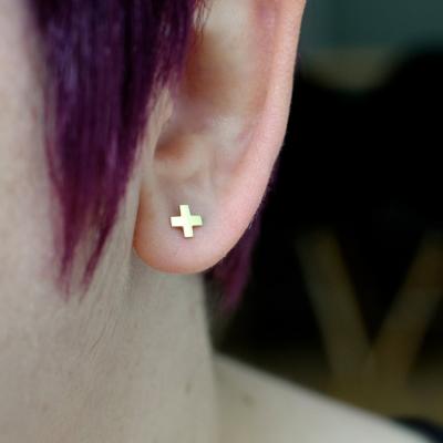 China Cadium Nickel Lead Free Fashion Women Stainless Steel Cross Letter X Brand Geometric Minimalist Stud Earring Hypoallergenic for sale