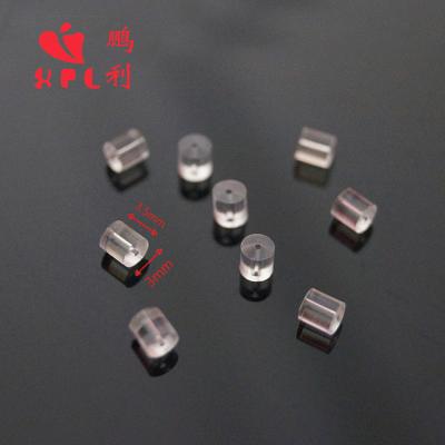 China Safety Clear Soft Cylindrical Rubber Plug Silicone Rubber Earring Backs For Jewelry Making Accessories for sale