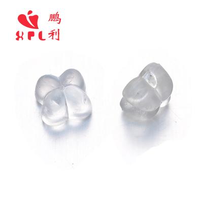 China Transparent silicone clover silicone ear plugs, plum shaped white back jewelry bracelet necklace earing style for sale