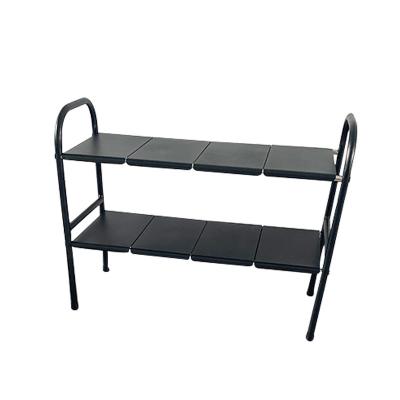 China Stainless Steel Waterproof Multifunctional Portable Kitchen Rack Double Layer Waist Storage Retractable Rack for sale